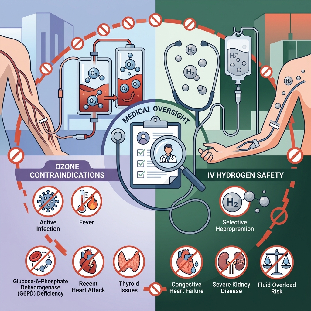 Ozone Therapy and IV Hydrogen Safety: Understanding Critical Contraindications